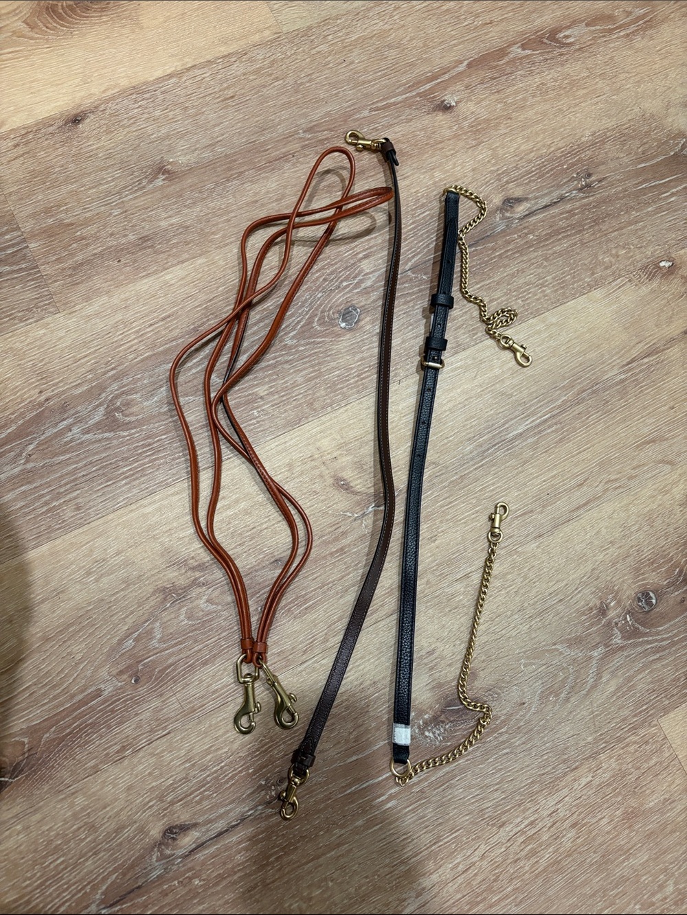 Coach leather Purse Straps Lot - Tan, Brown & Black with Gold Hardware